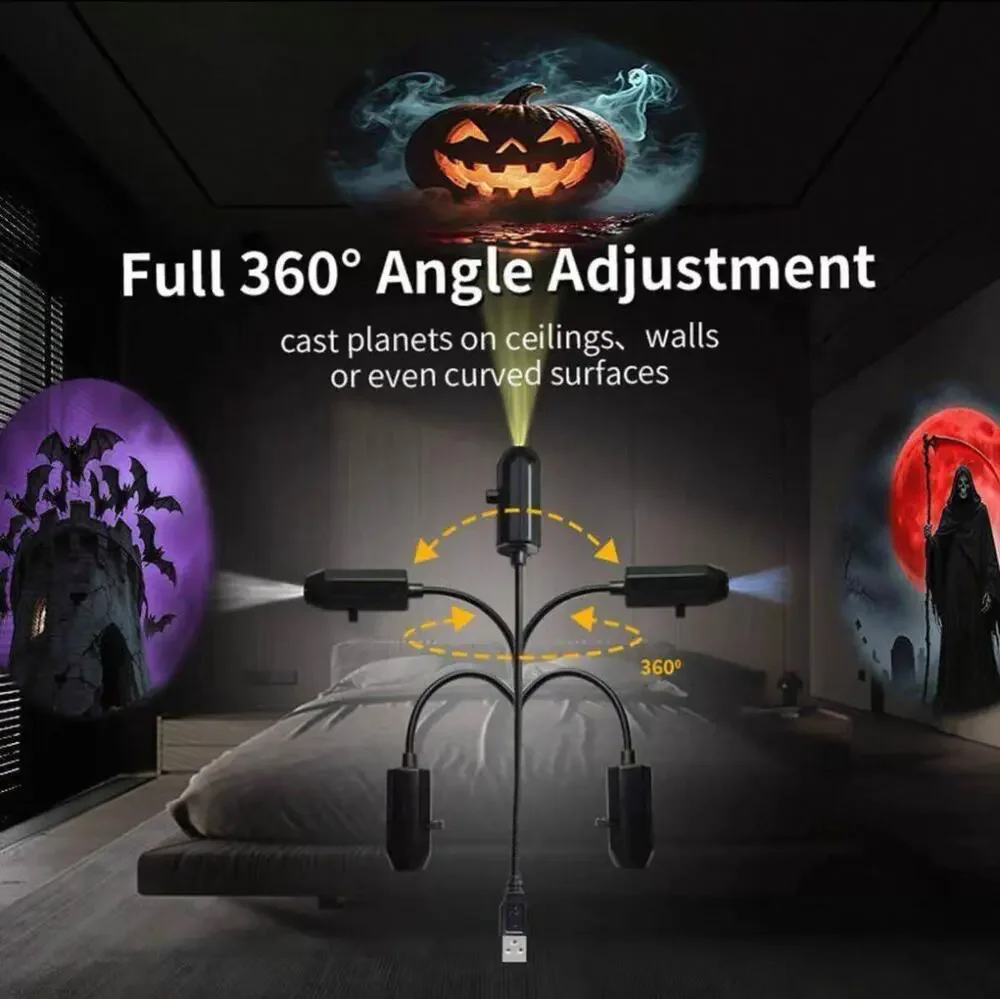 USB 6‑Pattern Holiday Projection Lamp for Party Decor